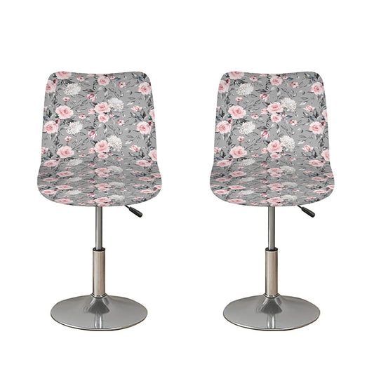 Monochrome Spring Floral Print Bar Stool Covers
