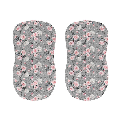 Monochrome Spring Floral Print Bar Stool Covers