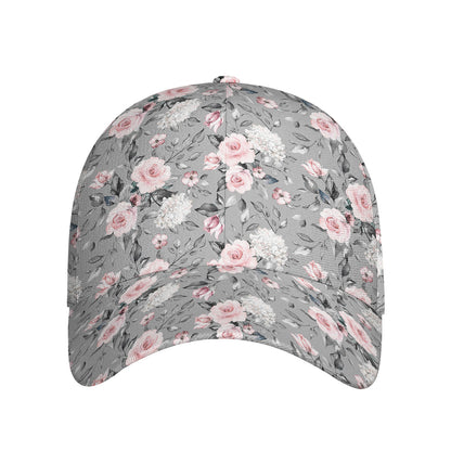 Monochrome Spring Floral Print Baseball Cap
