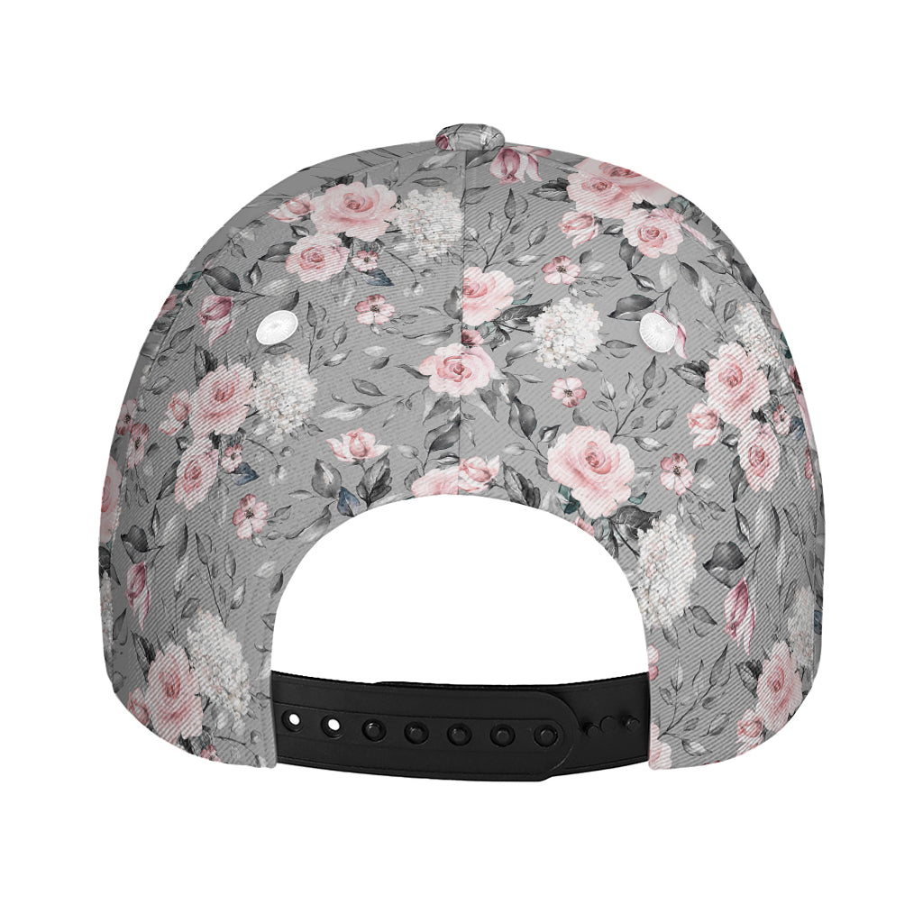 Monochrome Spring Floral Print Baseball Cap