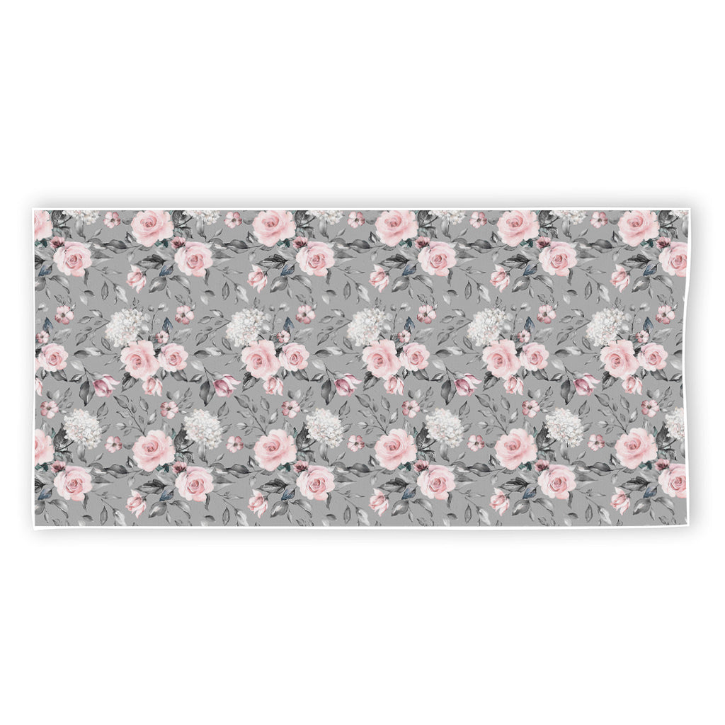 Monochrome Spring Floral Print Beach Towel