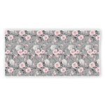 Monochrome Spring Floral Print Beach Towel