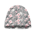 Monochrome Spring Floral Print Beanie