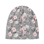 Monochrome Spring Floral Print Beanie