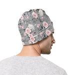 Monochrome Spring Floral Print Beanie