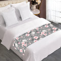 Monochrome Spring Floral Print Bed Runner
