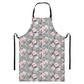Monochrome Spring Floral Print Bib Apron With Pocket