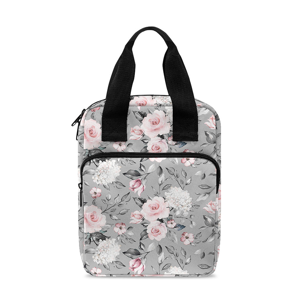 Monochrome Spring Floral Print Bible Tote Bag