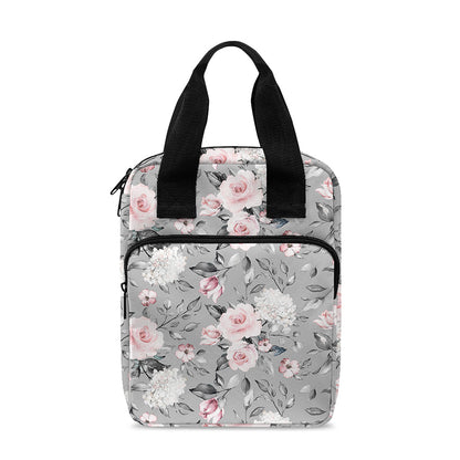 Monochrome Spring Floral Print Bible Tote Bag