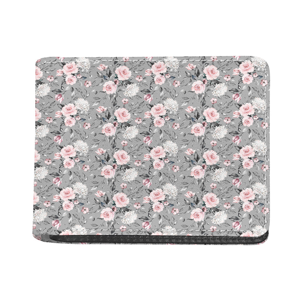 Monochrome Spring Floral Print Bifold Wallet