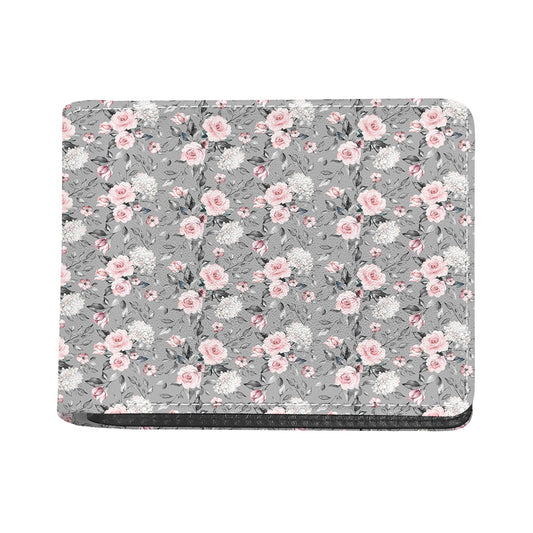 Monochrome Spring Floral Print Bifold Wallet