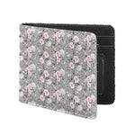 Monochrome Spring Floral Print Bifold Wallet