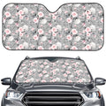 Monochrome Spring Floral Print Car Windshield Sun Shade