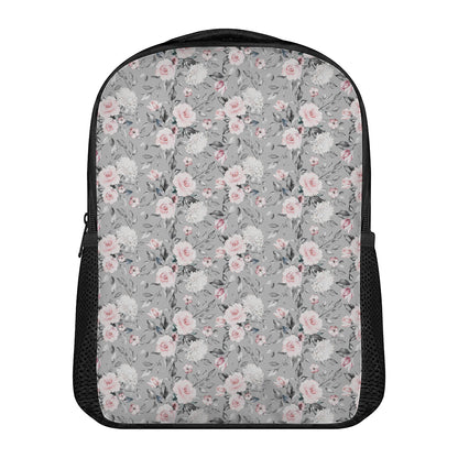 Monochrome Spring Floral Print Casual Backpack