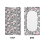 Monochrome Spring Floral Print Changing Pad Cover