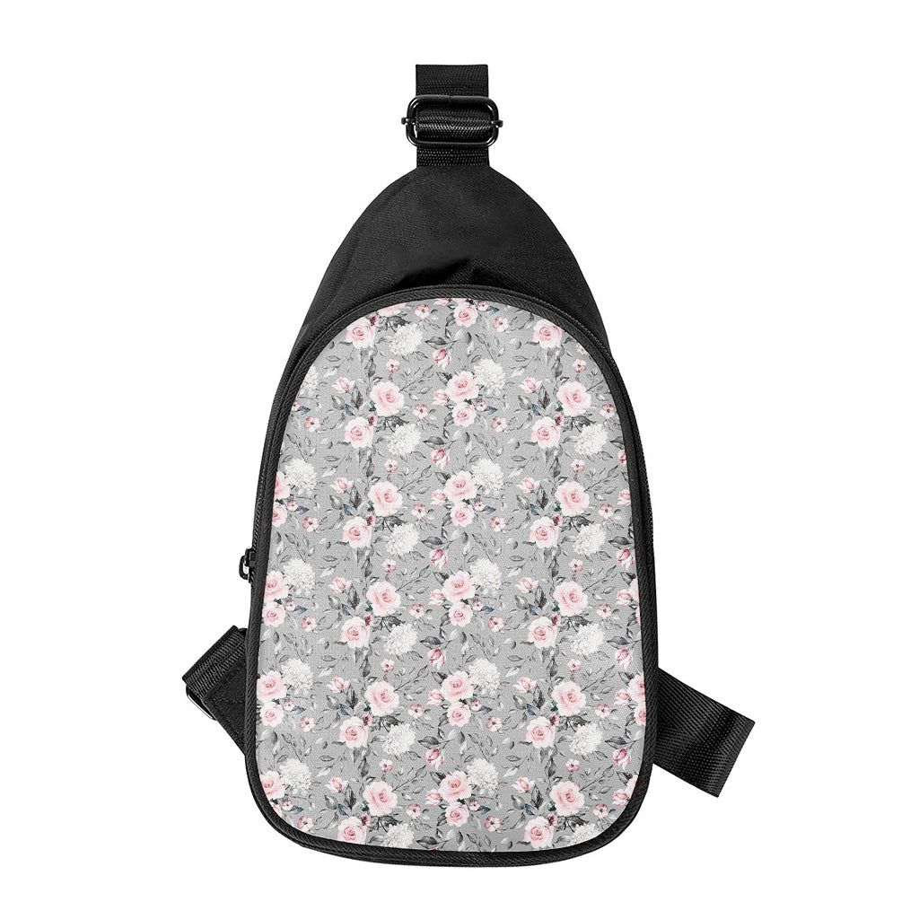 Monochrome Spring Floral Print Chest Bag