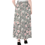 Monochrome Spring Floral Print Chiffon Maxi Skirt
