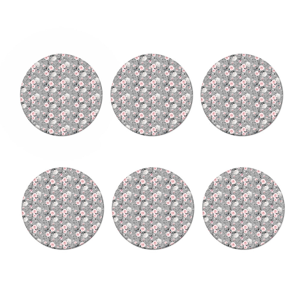 Monochrome Spring Floral Print Coaster Set