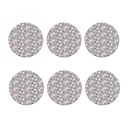 Monochrome Spring Floral Print Coaster Set