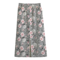 Monochrome Spring Floral Print Cotton Front Slit Maxi Skirt
