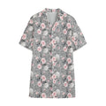 Monochrome Spring Floral Print Cotton Hawaiian Shirt