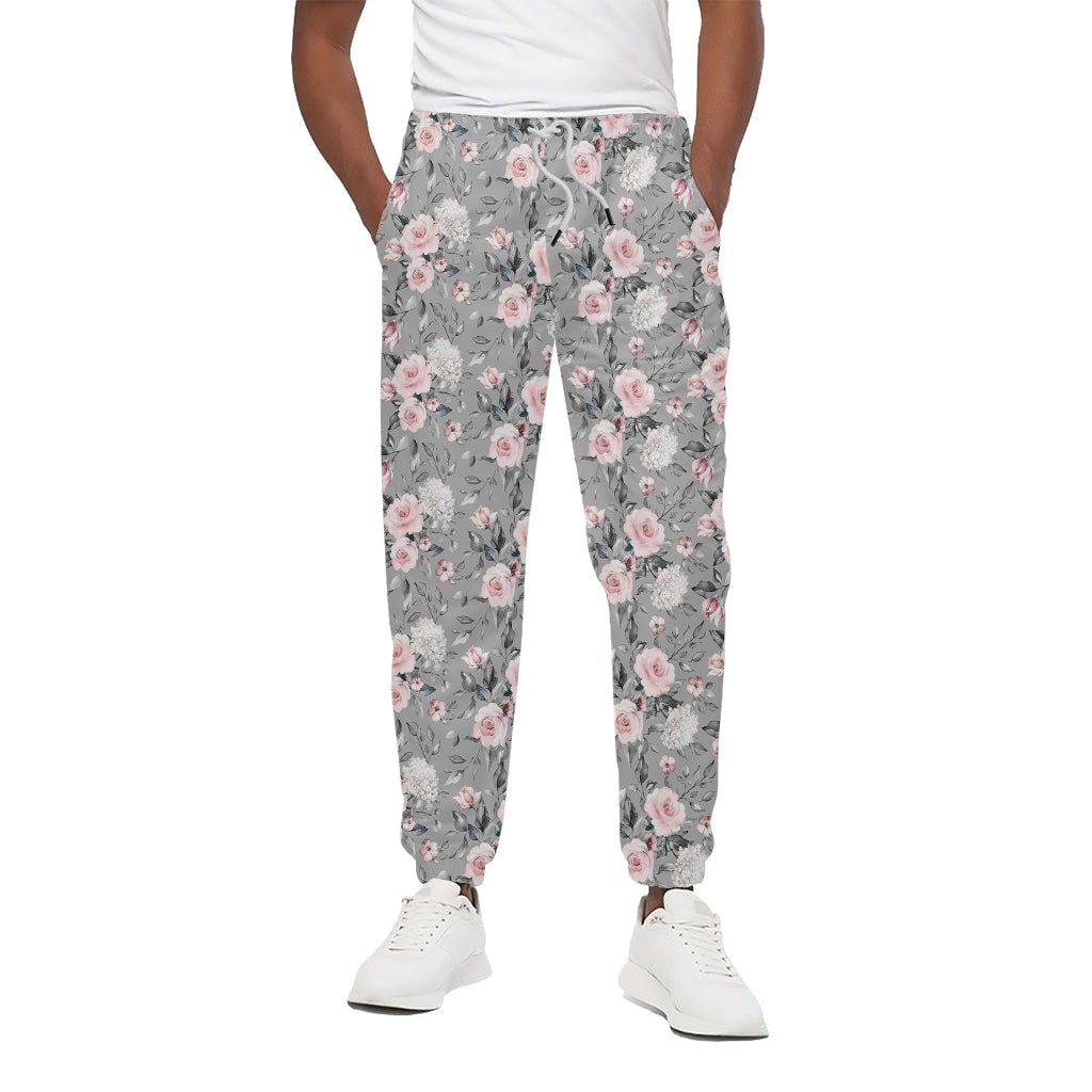 Monochrome Spring Floral Print Cotton Pants