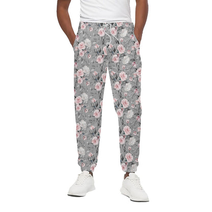 Monochrome Spring Floral Print Cotton Pants