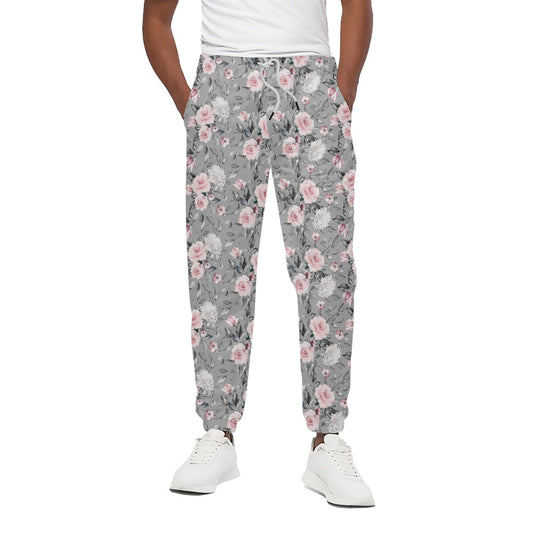 Monochrome Spring Floral Print Cotton Pants