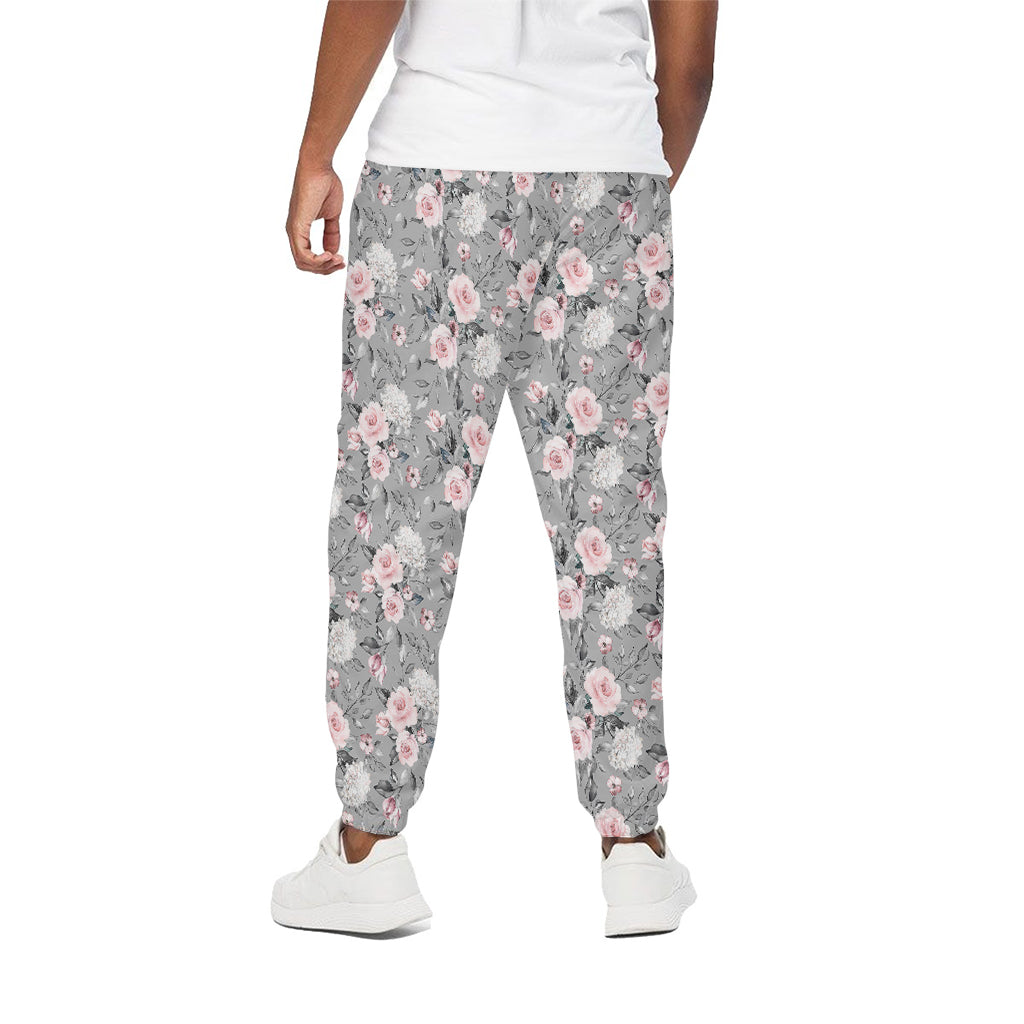 Monochrome Spring Floral Print Cotton Pants