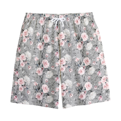 Monochrome Spring Floral Print Cotton Shorts