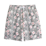Monochrome Spring Floral Print Cotton Shorts