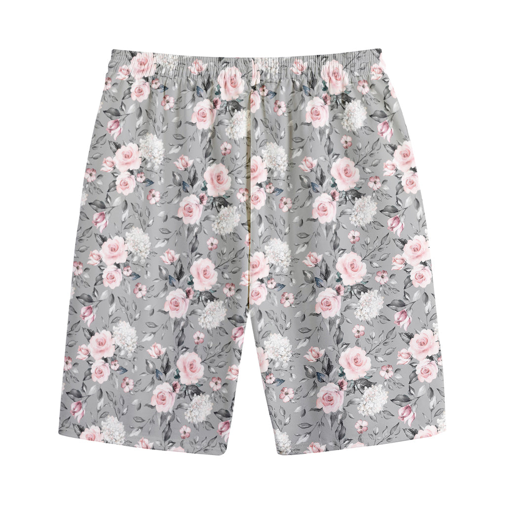 Monochrome Spring Floral Print Cotton Shorts