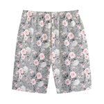 Monochrome Spring Floral Print Cotton Shorts