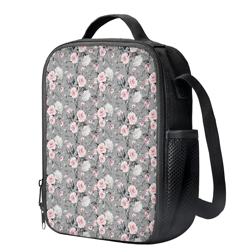Monochrome Spring Floral Print Crossbody Lunch Bag