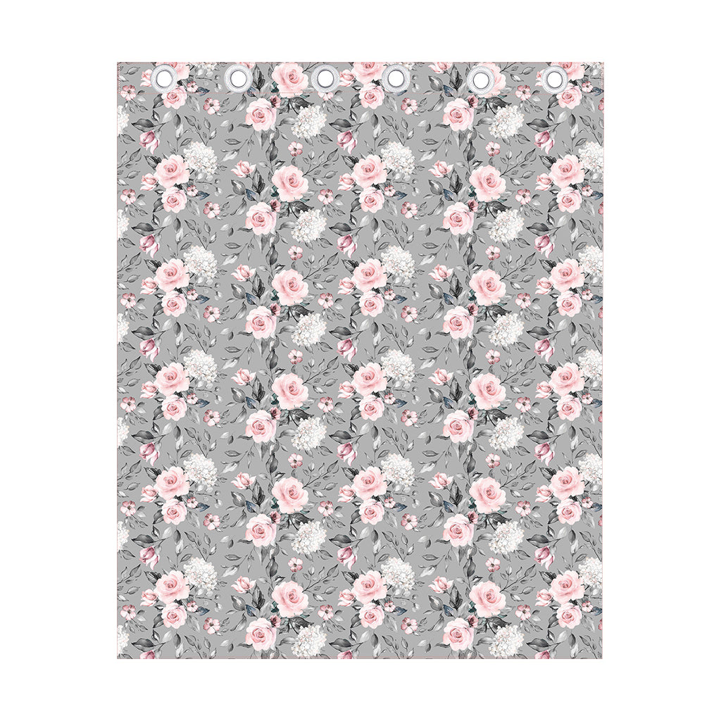 Monochrome Spring Floral Print Curtain
