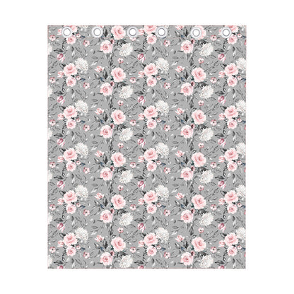 Monochrome Spring Floral Print Curtain