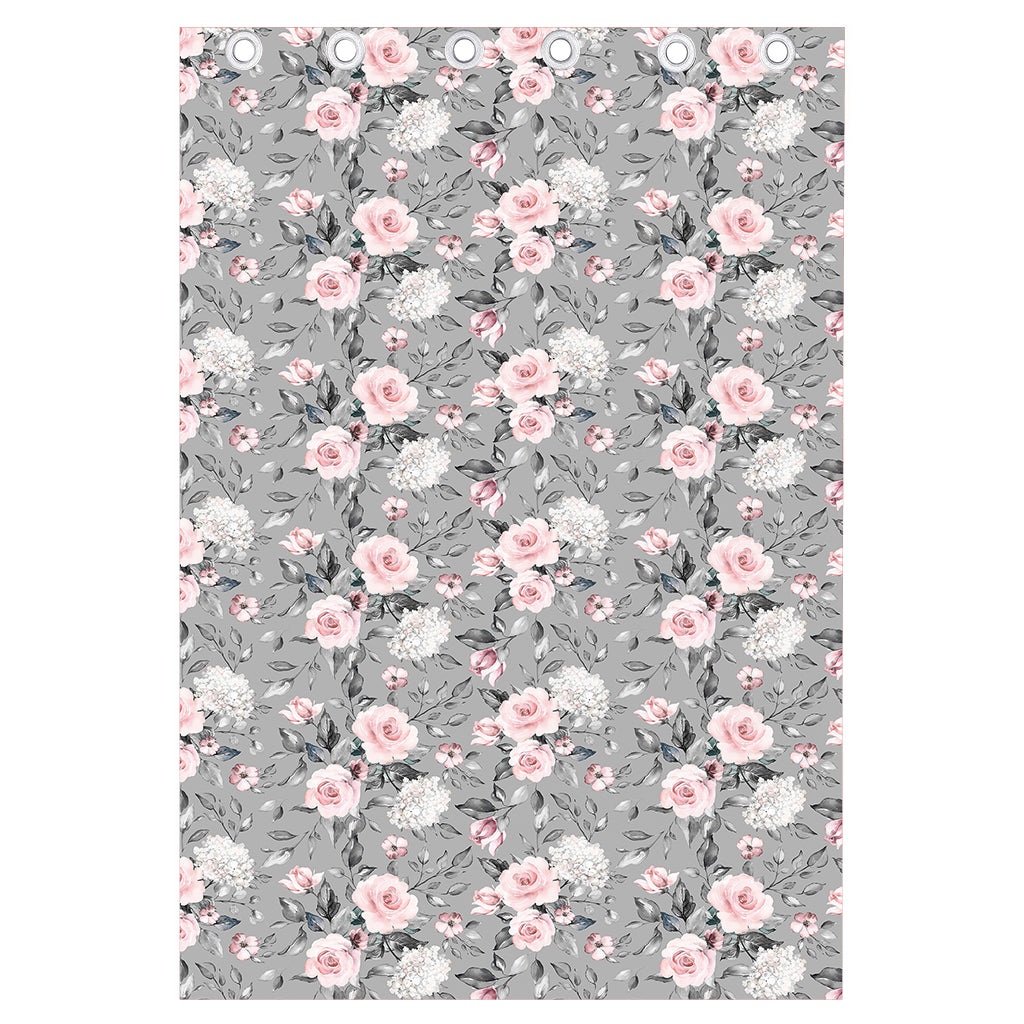 Monochrome Spring Floral Print Curtain