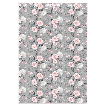 Monochrome Spring Floral Print Curtain