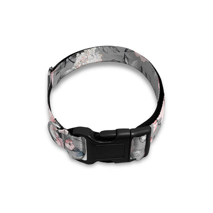 Monochrome Spring Floral Print Dog Collar