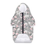 Monochrome Spring Floral Print Dog Zip Up Hoodie