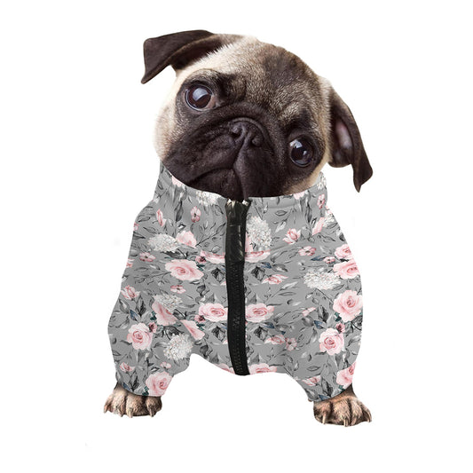 Monochrome Spring Floral Print Dog Zip Up Jacket