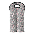 Monochrome Spring Floral Print Double Neoprene Wine Tote