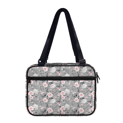 Monochrome Spring Floral Print Double Strap Bible Bag