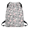 Monochrome Spring Floral Print Drawstring Backpack