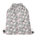 Monochrome Spring Floral Print Drawstring Bag
