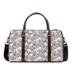 Monochrome Spring Floral Print Duffle Bag