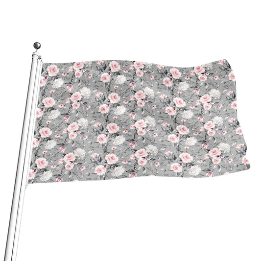 Monochrome Spring Floral Print Flag