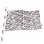 Monochrome Spring Floral Print Flag