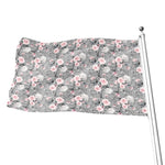 Monochrome Spring Floral Print Flag