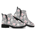 Monochrome Spring Floral Print Flat Ankle Boots